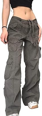 High waist cargo pants for women girls, wide jeans with wide legs with pockets, Gothic style jeans with pockets.. Shop with intention at DIAYTAR NIGERIA, offering thousands of products at budget-friendly prices.