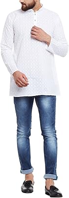 Kurta of short chicken in ivory cotton for men.. Navigate countless options with DIAYTAR NIGERIA's comprehensive marketplace and budget-friendly shipping.