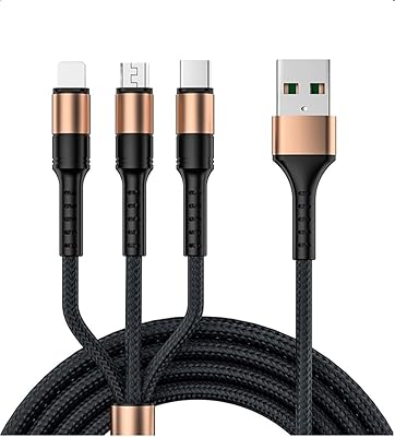 Adagasi 5A fast charging cable, 3 in 1 fast charging cable, CEFC and Rosh certified, MFI certified, lightning/type C/micro, compatible with iPhone/Huawei/Samsung/Oppo/Xiaomi (gold).. Shop for everything you need at DIAYTAR NIGERIA, with budget-friendly prices and quick delivery.