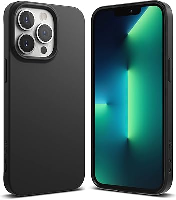 Ringke air rear shell compatible with the iPhone 13 pro, light, flexible and soft to the touch with a modern polyurethane coating, striped and heat resistant for the iPhone 13 Pro - Black.. DIAYTAR NIGERIA: Where quality products become affordable with our nationwide shipping service.