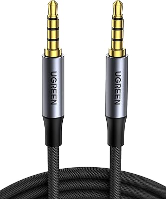 Audio cable in Ugreen 3.5 mm, 4 poles, male to male, with flexible braided microphone, trrs auxiliary cable, macbook pro 2021 compatible, microphone, ps4, xbox switch, mobile, tablet, car radio, and mp3 player.. Navigate through thousands of products at pocket-friendly prices with DIAYTAR NIGERIA's easy-to-use platform.