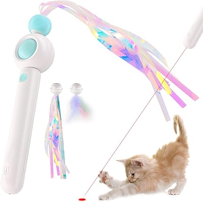 Feathered toys for cats, retractable feathered feathered baguette, recyclable interactive toys with one click, with feathers and long ribbon, cats/game exercise, blue.. DIAYTAR NIGERIA: Bringing quality products to every Nigerian home at prices everyone can afford.