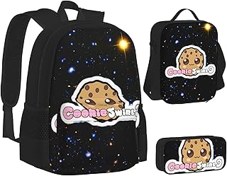 Cookie Swirl C Design School Back Backpack for adolescents, boys and girls with lunch box and 3 in 1, black, single size, black, one waist.. DIAYTAR NIGERIA: Bringing quality products to your doorstep at prices that won't break the bank.