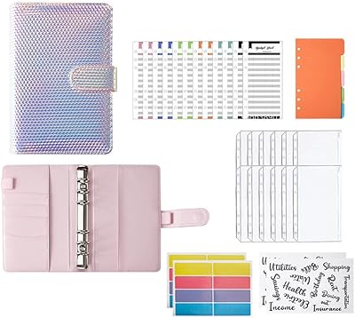 Dazzling laser a6 budbook budget, 6 leather rings for notebook, book cover in flap, money budgeting system with zipped transparent pocket and colored label.. Looking for trendy fashion, home essentials, or electronics? DIAYTAR Nigeria has it all and delivers within days, not weeks.