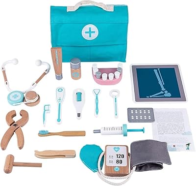 A wooden doctor kit for children with 18 pieces, a set of medical role -playing games, a set of doctor's toys for children from 3 years old.. DIAYTAR NIGERIA: Nigeria's answer to affordable online shopping with reliable 5-8 day delivery guarantee.