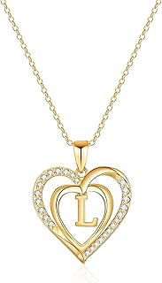 Necklace with initials in the shape of a heart for women, 14 -carat gold plated, necklace with pendant letter from the alphabet from A to Z for women and girls, brass, cubic zirconia.. Nigeria's most diverse e-commerce platform delivers quality and affordability to your doorstep in 5-8 days.