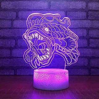 3D LED table lamp 7 changing colors, Piranha optical design, children's room, night decor, illuminates the house.. Shop with purpose at DIAYTAR NIGERIA and receive products at unbeatable prices within the week.