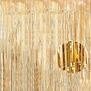 Curtain with fringes in gold leaf, background with glitter 1 x 2 m for Halloween celebration, prenatal party, wedding, eid, diploma discount, birthday decorations.. Nigeria’s trusted store online — DIAYTAR Nigeria never disappoints.