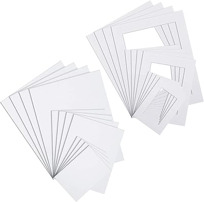 Set of 24 white photo carpets, comprising 12 pre -cut photo frames resistant to acids and 12 boards to be beveled for art images (5 x 7, 8 x 10, 11 x 14 inches).. Shop electronics, clothes, and everything in between on DIAYTAR Nigeria.