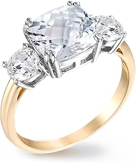 Meghan engagement ring for women, 3.67 ct, AAA CZ cushion, 3 stones, inspired by the Princess Royal Princess's Marriage, in 18-carat gold plated, size 5-10.. Shop with confidence at DIAYTAR NIGERIA, enjoying competitive prices and delivery within 8 days.