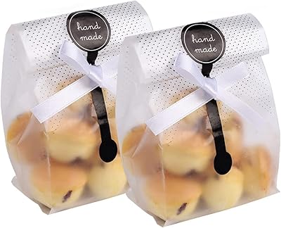 ECV 100 pieces Plastic Plastic Package Bags Transparent Pastry Bags in cellophane Valentine's Day Gift Bags for candy, cookies, chocolate with labels.. From phone accessories to home decor — DIAYTAR Nigeria ships it fast.