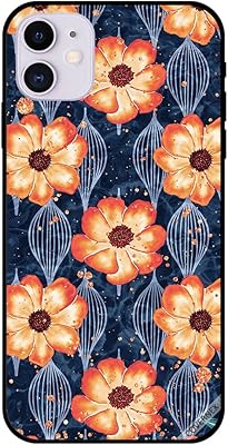 Iphone 11 case with dark orange floral pattern.. DIAYTAR NIGERIA transforms dreams into deliveries with our affordable prices and 5-8 day shipping.