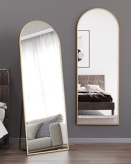Curved mirror over the entire length, vertical or tilting hanging ground mirror (with support), complete mirror, wall mirror, bedroom mirror, wall mirror, courtesy mirror, aluminum alloy frame (gold).. One platform, all your needs — DIAYTAR Nigeria delivers quickly.