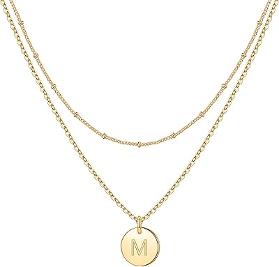 Double side engraved gold necklace for women in 14 carat gold with pattern of hammered gold, initial layer in layers for women and adolescents, metal.. Your digital shopping companion, DIAYTAR NIGERIA offers unmatched value with nationwide shipping.