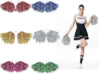 CASTOWAVE 12 pieces of pom-pom girl pompoms, soft pompoms with metal strips with plastic handle for sports match, performance on stage and holiday celebration (6 colors).. DIAYTAR NIGERIA connects your desires with reality through our affordable e-commerce platform and quick delivery.