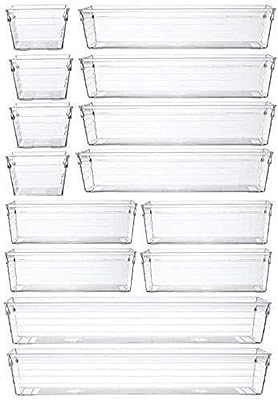 Karwish 14 pieces Set of transparent plastic drawer organizers Makeup tray Kitchen bathroom storage boxes of versatile medication.. Your shopping aspirations fulfilled at DIAYTAR NIGERIA with competitive prices and reliable delivery.
