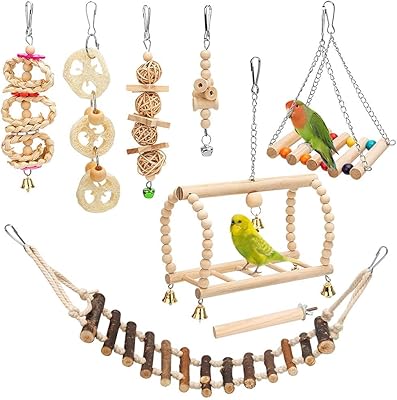 Hanging toy in natural wood for parrots, signs, Caopsittes, Conures, Pinsons, Parrots, Tirereaux, Australian parakeets, small 8 -piece birds.. Why shop anywhere else? DIAYTAR Nigeria has it all, at prices you’ll love.