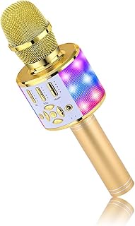 Karaoke microphone Bluetooth Wireless Bonauk 4 in 1, Portable Karaoke Karaoke microphone with LED light and speaker for home karaoke compatible with iOS and Android Bluetooth devices (gold).. Your budget-friendly online marketplace, DIAYTAR NIGERIA delivers a world of products in just 5-8 days.