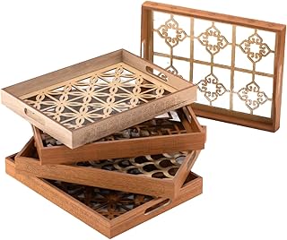 Kavsan wooden service tray with glass cover, size 40 x 30 x 4 cm, brown color RD-2022.. DIAYTAR NIGERIA delivers happiness in 5-8 days with our affordable and diverse product range.
