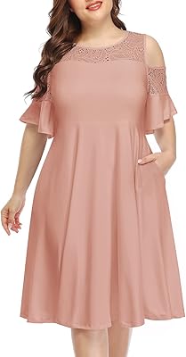 Elegant relaxed dress with female mesh collar, large size with pockets.. The smarter way to shop online in Nigeria is through DIAYTAR Nigeria.