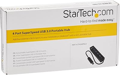 HUB Startech.com USB 3.0 with integrated cable - USB USB HUB USB for laptop - mini hub USB (ST4300PBU3), black.. Shop smart with DIAYTAR NIGERIA's vast selection and enjoy affordable shipping in just 5-8 days.