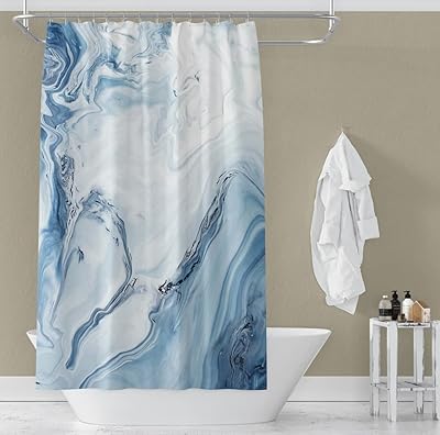 Shower curtain with marble print bear to yourself curtain with hooks.. DIAYTAR NIGERIA delivers more than purchases - we deliver affordable shopping solutions within the week.