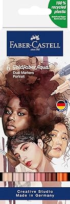 Faber-Castell Gold Faber Dual Aqua Marker Pen, 6 colors, Watercolor pencil with 2 points, fine point 0.4 mm.. DIAYTAR NIGERIA brings the marketplace to your home with budget-friendly prices and nationwide delivery.
