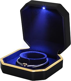 Luxury bracelet box, storage jewelry box for bracelets and velvet rings with LED light for jewelry presentation, engagement, wedding, Valentine's Day (bracelet box, black).. DIAYTAR Nigeria delivers happiness in 5–8 days, no matter what you buy.