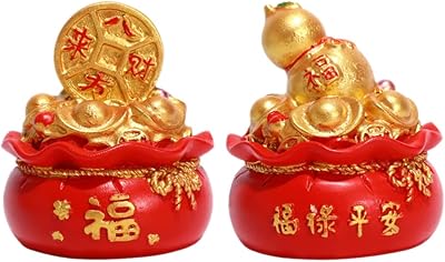 Chinese Yardui Feng Shui Money Bag figurine 2 pieces of wealth and prosperity.. DIAYTAR NIGERIA: Bridging the gap between consumers and quality products with affordable nationwide shipping.