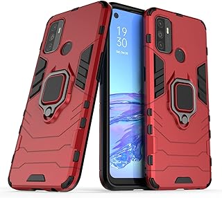 Double layer durable protective shell compatible with mobile phone OPPO A53 4G, with metal ring and crutch (works with car magnetic support) (red).. Be part of Nigeria’s most trusted online shopping experience — DIAYTAR Nigeria.