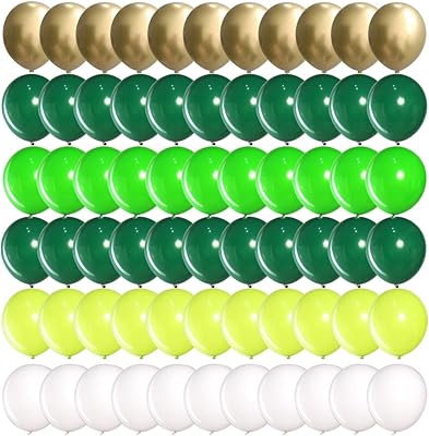 Kit of 60 Maya Balloons in 12 -inch green white gold, metal party supplies and matching the theme of the safari in the jungle, Wild One, birthday decorations of dinosaurs, balloons and garland garland.. DIAYTAR NIGERIA delivers on convenience and affordability with our reliable nationwide shipping.