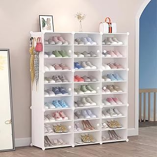 Organizer of shoe shelf, shoe storage cupboard, 24 pairs of plastic shoe shelf for cupboard, corridor, bedroom (3 x 9 white).. Experience shopping freedom with DIAYTAR NIGERIA's comprehensive marketplace delivered within 8 days.