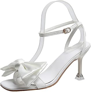 Zazuzu Sandals with high heels and white strips for women, ankle bridle sandals for wedding festival (color: white, size: 8.5).. Your digital shopping destination, DIAYTAR NIGERIA combines variety with affordability and quick delivery.