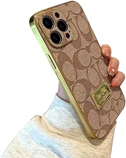 Luxury protection shell compatible with iphone 14 pro max 6.7 inch, leather rear edge with brilliant -style golden plate to protect the camera, shock resistant, khaki.. Online shopping made simple and affordable — DIAYTAR Nigeria.