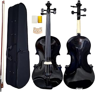 Violin 4/4 tinted by Heartbeat 1883 solid wood with full size with solid case, colophane, bow and additional rope. (shiny black).. The future of Nigerian shopping is here — DIAYTAR Nigeria.