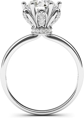 10 -carat white gold engagement ring with romantic flowers, set of 6 claws, simulated diamond of 2.0 carats.. DIAYTAR NIGERIA: Connecting Nigerians with affordable products through our expansive e-commerce platform.