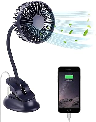Padom portable fan, mini pliers fan, on a stroller, 3 speeds, flexible, foldable, rechargeable by USB, silent office fan, ideal for the house, the office, the car, the travel, the campsite, the exterior (blue).. DIAYTAR NIGERIA: Putting quality products within reach of every Nigerian through our affordable marketplace.