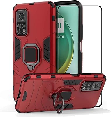 Second Spring protective shell for Xiaomi Mi 10T 5G / MI 10T Pro 5G with tempered glass screen protector, shock -resistant hybrid protective shell with crutch - red red.. DIAYTAR NIGERIA: Where shopping dreams come true with budget-friendly prices and nationwide shipping.