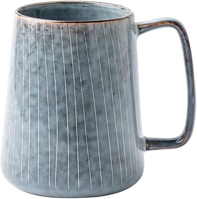 Zenri Large Ceramic Ceramic Cup with 24 ounces with large handle, vintage coffee cup for the office and the house, washable in the dishwasher and in the microwave, gray.. Your ultimate shopping destination, DIAYTAR NIGERIA combines extensive selection with affordable shipping.