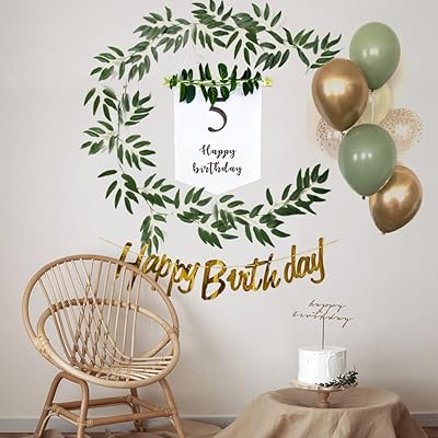 Uchi birthday decoration set with Banner Happy Birthday, Birthday green flag banner, pendant artificial vine garland, Balloons Birthday party supplies for women men girls boys (5th birthday).. DIAYTAR NIGERIA: Your partner in affordable online shopping with reliable 5-8 day shipping nationwide.