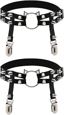 Callet garter belt, 2 pieces of thigh jarretels adjustable in imitation leather, rivet of jarretière in the shape of a leg heart with non-slip clips for women girls, gothic punk gotter.. Shop from our extensive catalog at DIAYTAR NIGERIA and enjoy doorstep delivery in just 5-8 days.