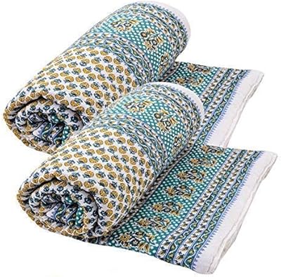 Namaste Bed blankets India Jaipuri in razai cotton, single size for the house, 85 x 55 inches (multicolored) - Lot of 2, breathable.. Embrace the convenience of DIAYTAR NIGERIA with thousands of products at your fingertips, delivered nationwide.
