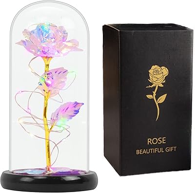 Arab colorful artificial pink, birthday gift with LED light for women, mother, grandmother, wife, married in a glass dome, unique gifts for Mother's Day (colorful).. Transform your online shopping experience with DIAYTAR NIGERIA's affordable and diverse marketplace.