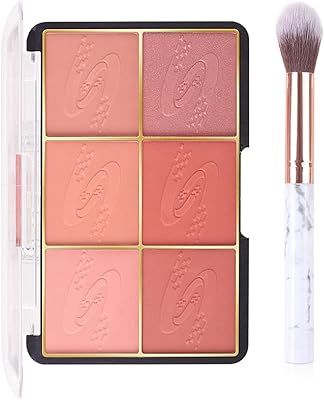 Pallet of Blush Face 6 Colors, Mat Mineral Mineral Found For Cheeks, Lips and Eyes, Contour palette and highlighting with blush brush.. DIAYTAR NIGERIA: Where affordable online shopping meets reliable delivery across Nigeria.