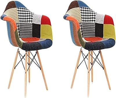 AWF Al Wadi Furniture® Fabric Chairs Lot of 2 multicolored armchairs Bureau Vintage Chairs With Wooden Feet For Dining Room Living Room Set of home office furniture.. Fast delivery, fair prices, and full variety — only on DIAYTAR Nigeria.