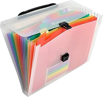 Extensible large capacity folder, Plastic Extensible Accordion Files with small colored labels, portable document holder in letter format, A4 file organizer for desktop, school, company.. DIAYTAR NIGERIA: Your partner in affordable e-commerce with dependable delivery across Nigeria.