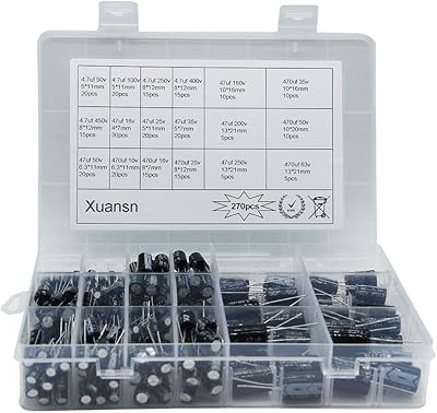 Electrolyte capacitor 4.7UF 47UF 470UF 10V 16V 25V 50V 63V 100V 160V 200V 200V 250V 400V 450V Capplants kit 18 Values ​​270 Parts for repair of household appliances, communication equipment, electronic toy.. Need it fast? Need it cheap? Choose DIAYTAR Nigeria.