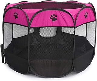 Foldable octagonal tent for pets for dogs and cats, exercise park for puppies, portable house for cats and dogs, house for cats and rabbits, pink and black red.. Be part of Nigeria’s most trusted online shopping experience — DIAYTAR Nigeria.