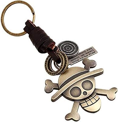 Metal keychain One Piece Pirate Skull Design, Cow leather keychain for adolescents and men.. Everything you need is just a click away with DIAYTAR Nigeria — shop now and receive your order in days.