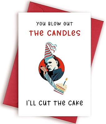 Birthday greeting card with horror movie characters, frightening birthday card of Michael Myers, frightening birthday card for her and him, you blow the candle, I will cut the cake, happy birthday card for friends.. Your digital shopping destination, DIAYTAR NIGERIA combines variety with affordability and quick delivery.